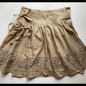 Reiss Toffee Color Embellished Wrap Skirt